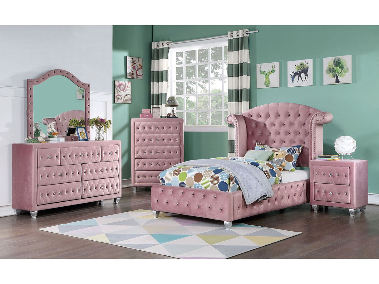 Zohar Pink 4-Piece Twin Bedroom Set by Furniture of America at Eve Furniture