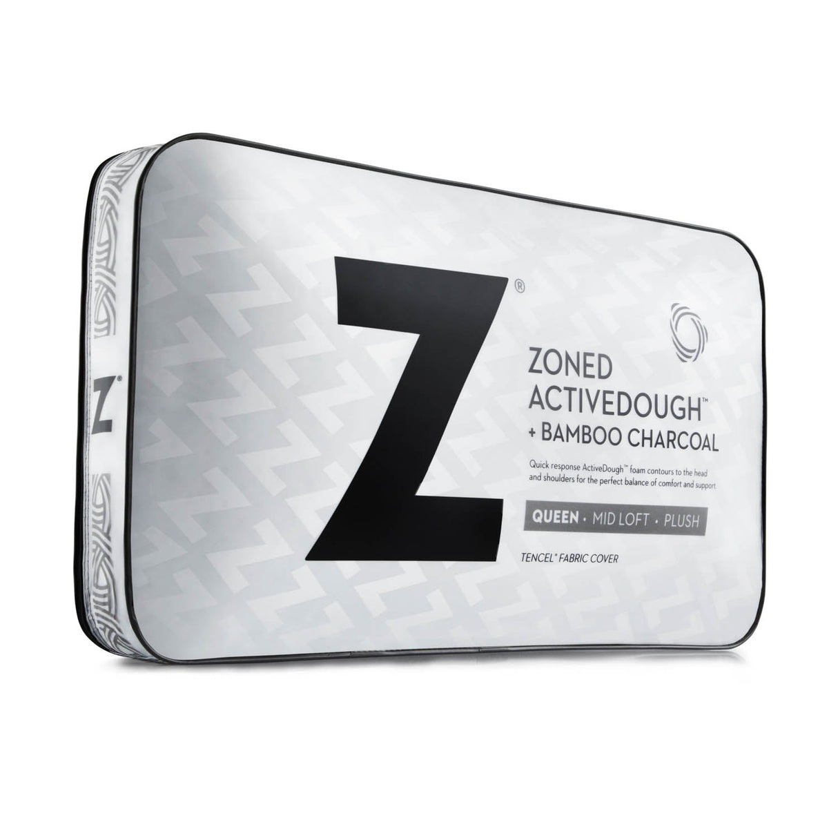 Zoned ActiveDough Bamboo Charcoal Queen Pillow by Malouf at Eve Furniture