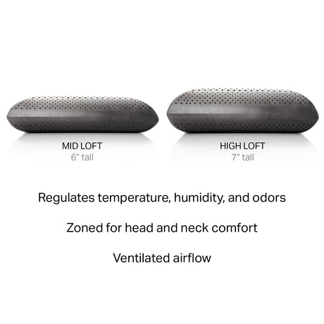 Zoned Dough Bamboo Charcoal King Mid Loft Pillow by Malouf at Eve Furniture