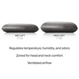 Zoned Dough Bamboo Charcoal Queen Mid Loft Pillow by Malouf at Eve Furniture