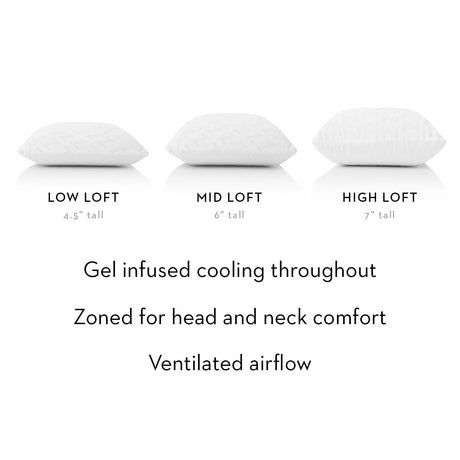 Zoned Gel Dough White Queen Mid Loft Pillow by Malouf at Eve Furniture