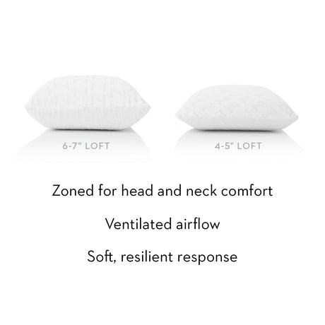 Zoned Talalay Latex White King High Loft - Plush Pillow by Malouf at Eve Furniture