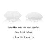 Zoned Talalay Latex White Queen High Loft - Plush Pillow by Malouf at Eve Furniture