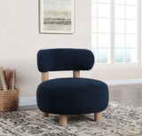 Zonie Blue Boucle Upholstered Barrel Back Accent Chair