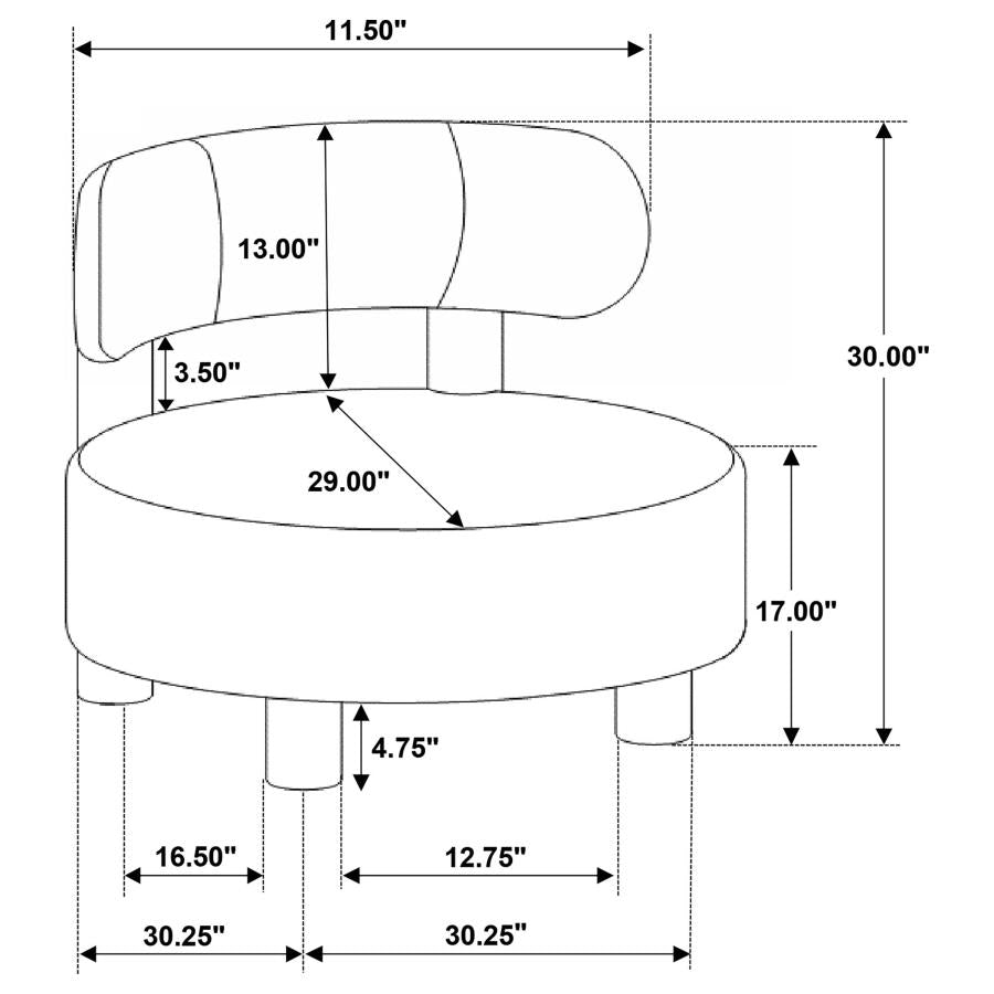 Zonie Orange Boucle Upholstered Barrel Back Accent Chair by Coaster at Eve Furniture