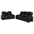 Zuma Black 2-Piece Faux Leather Dual Power LED Set by Coaster at Eve Furniture