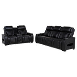 Zuma Black 2-Piece Faux Leather Dual Power LED Set by Coaster at Eve Furniture