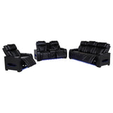 Zuma Black 3-Piece Faux Leather Dual Power LED Set by Coaster at Eve Furniture