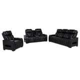 Zuma Black 3-Piece Faux Leather Dual Power LED Set by Coaster at Eve Furniture
