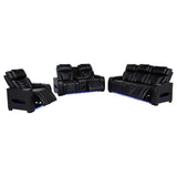 Zuma Black 3-Piece Faux Leather Dual Power LED Set by Coaster at Eve Furniture