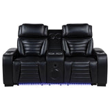 Zuma Black Faux Leather Dual Power Reclining LED Loveseat by Coaster at Eve Furniture