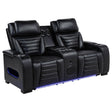 Zuma Black Faux Leather Dual Power Reclining LED Loveseat by Coaster at Eve Furniture