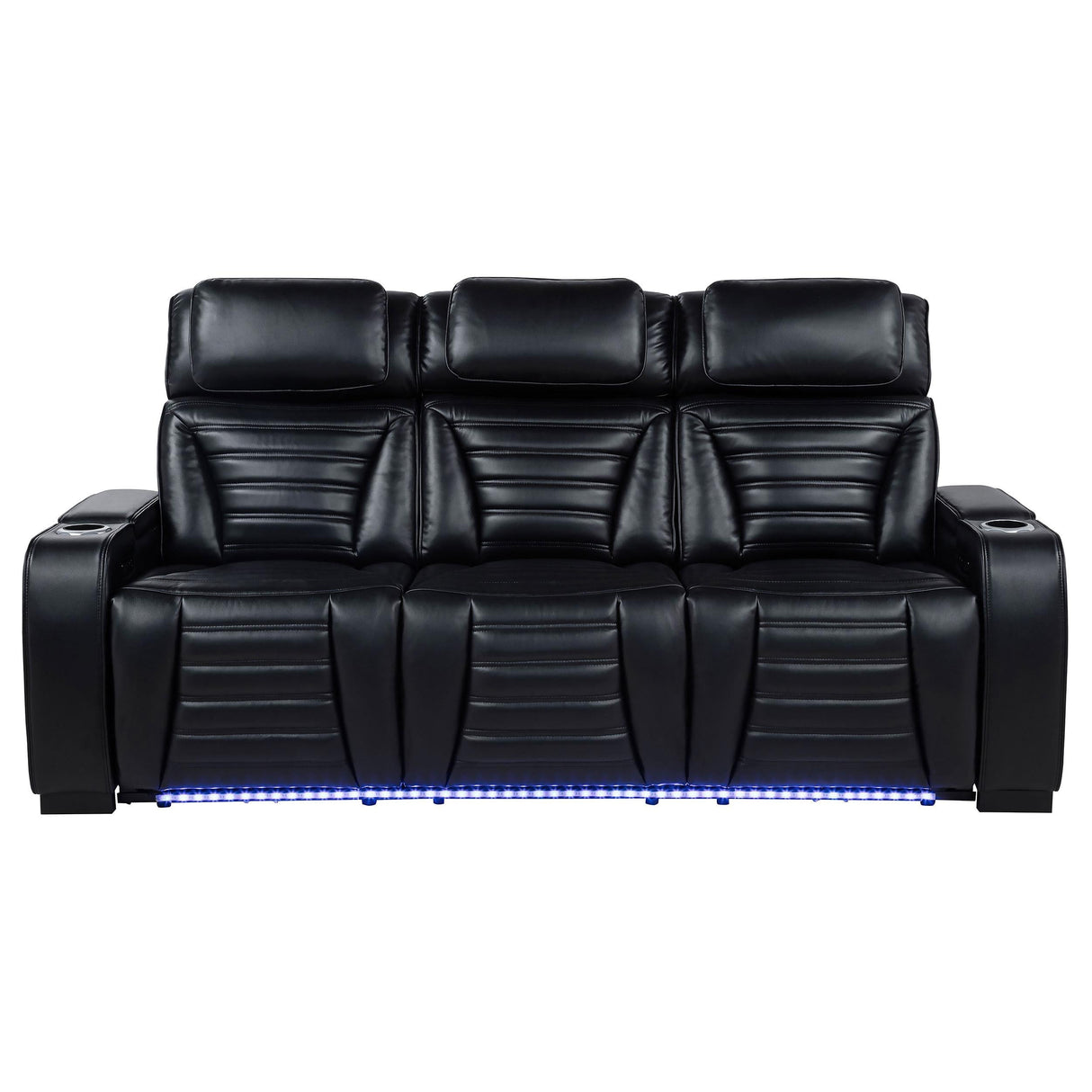 Zuma Faux Leather Dual Power Reclining LED Sofa Black by Coaster at Eve Furniture