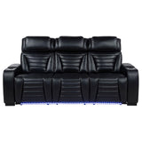 Zuma Faux Leather Dual Power Reclining LED Sofa Black by Coaster at Eve Furniture