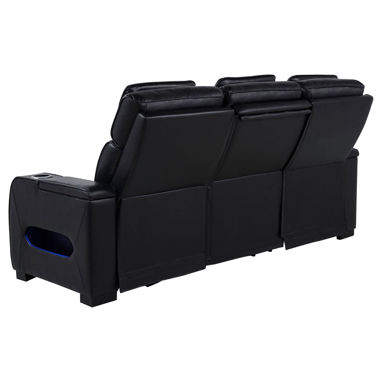 Zuma Faux Leather Dual Power Reclining LED Sofa Black by Coaster at Eve Furniture