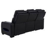 Zuma Faux Leather Dual Power Reclining LED Sofa Black by Coaster at Eve Furniture