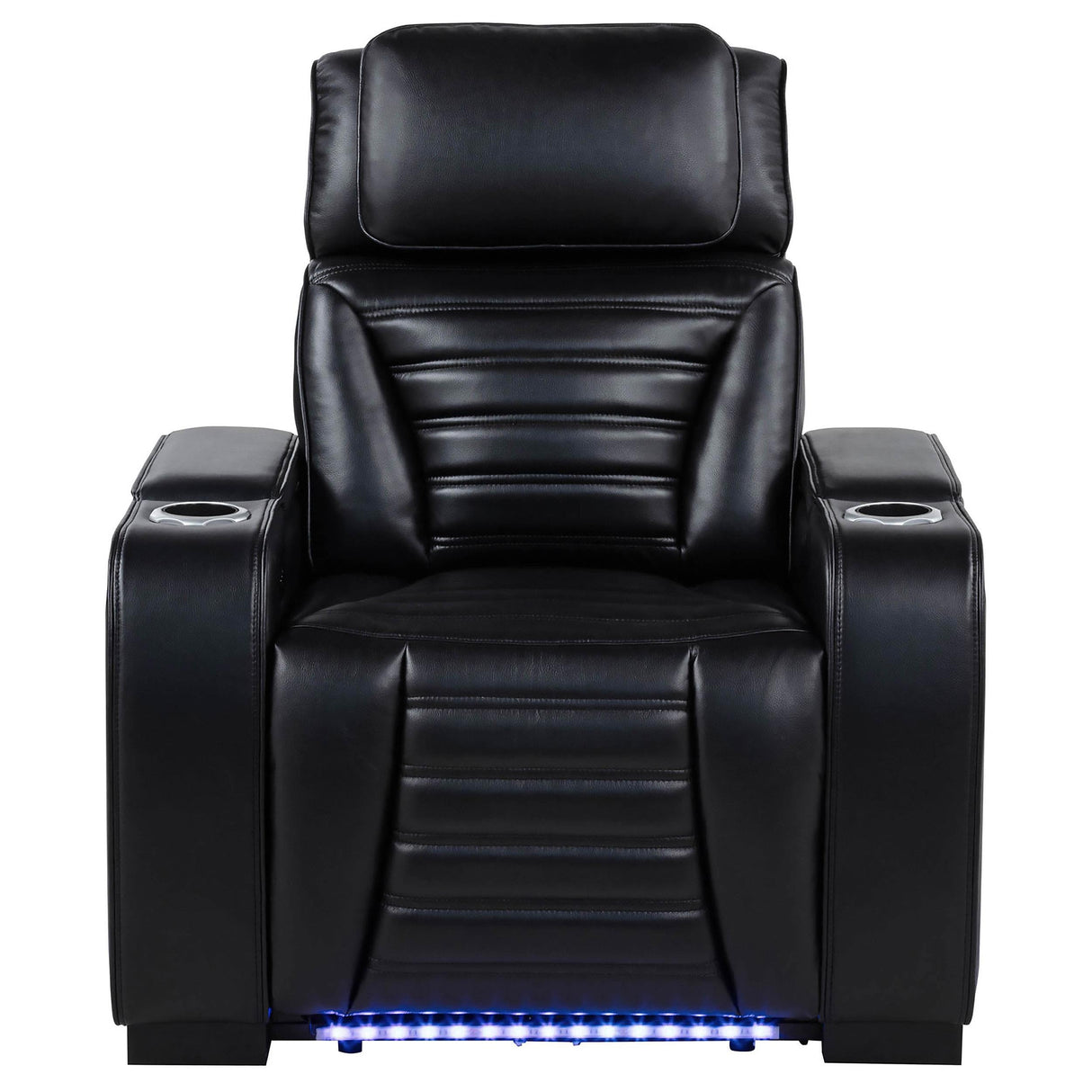 Zuma Black Faux Leather Upholstered Dual Power LED Recliner by Coaster at Eve Furniture