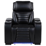 Zuma Black Faux Leather Upholstered Dual Power LED Recliner by Coaster at Eve Furniture