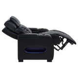 Zuma Black Faux Leather Upholstered Dual Power LED Recliner by Coaster at Eve Furniture