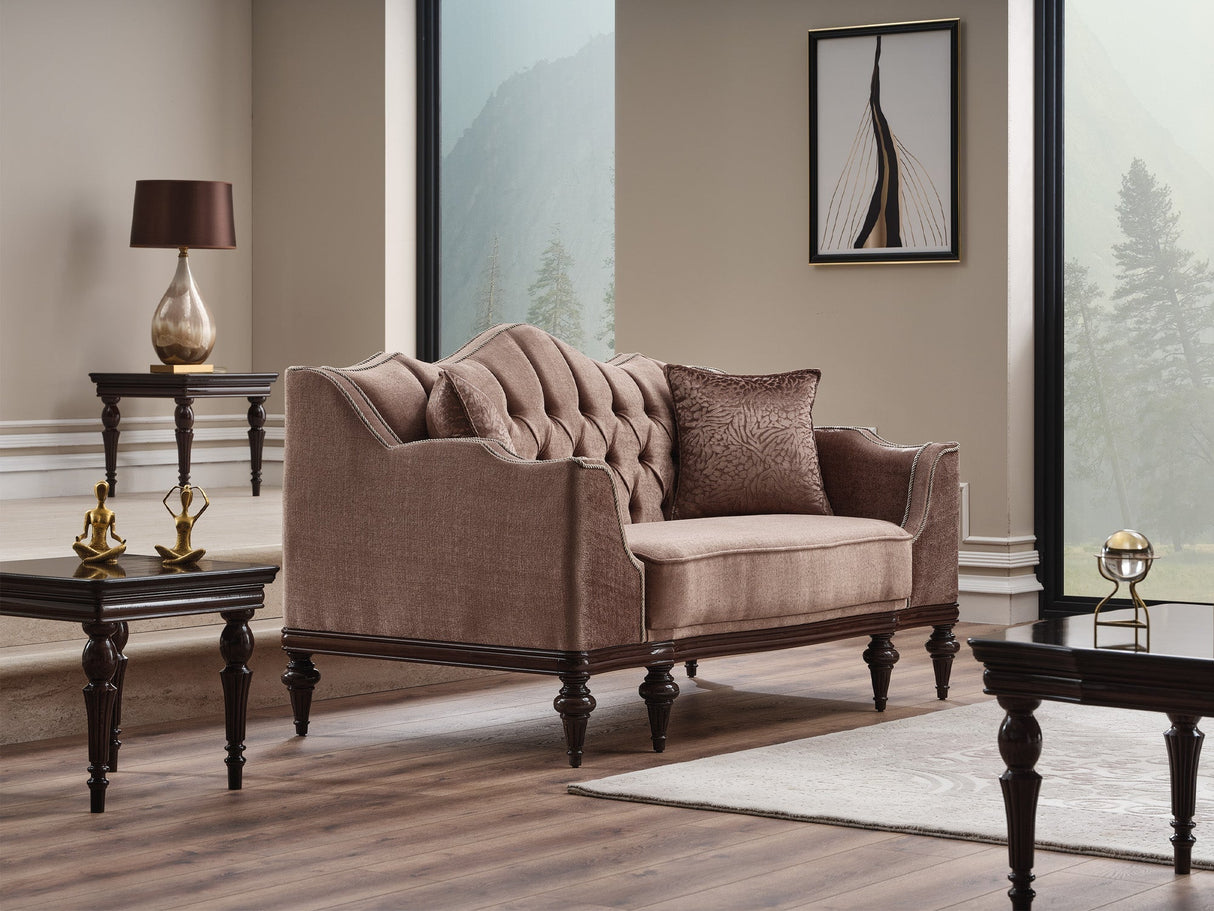 Zumrut 3-pieces (Sofa & Loveseat & Chair) Livingroom Set in Light Brown by Furnia at Eve Furniture