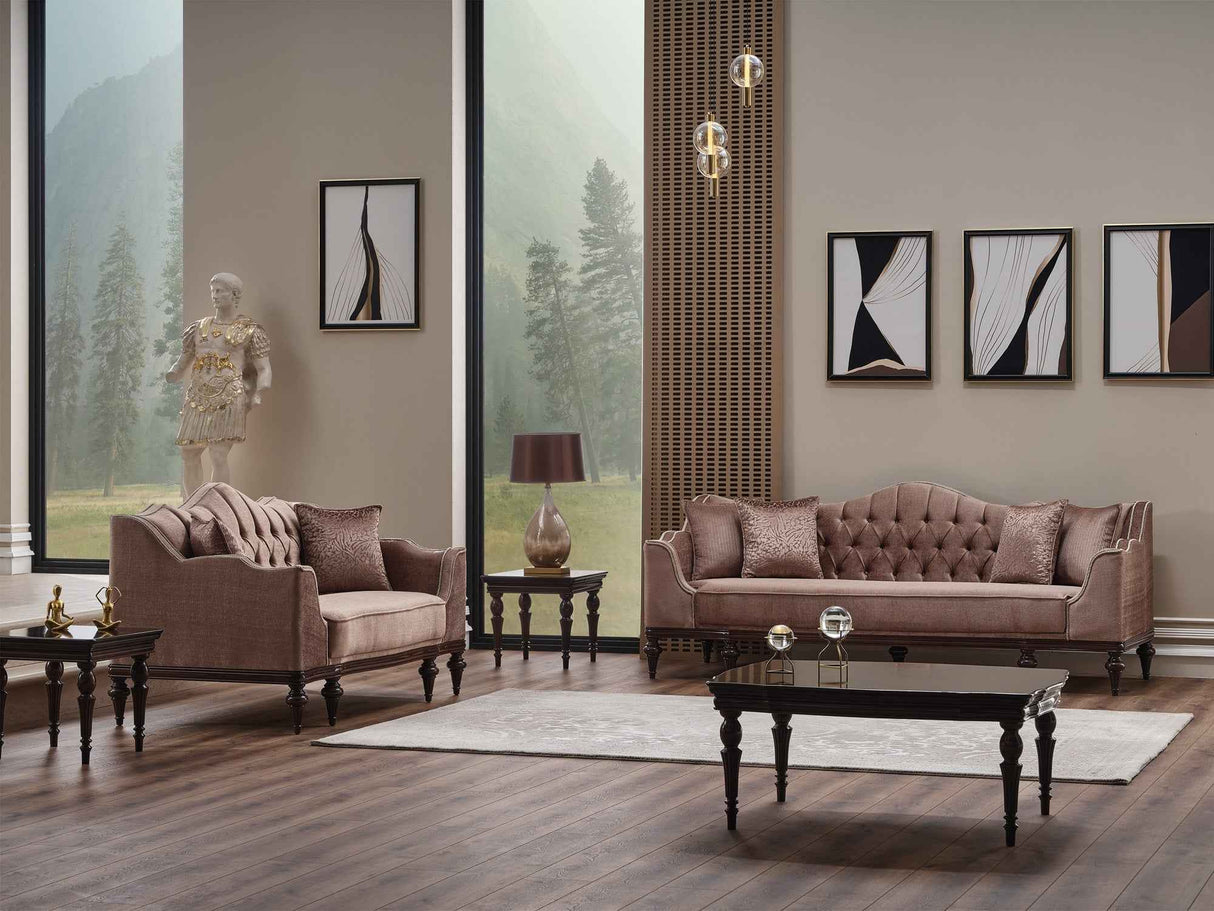 Zumrut 3-pieces (Sofa & Loveseat & Chair) Livingroom Set in Light Brown by Furnia at Eve Furniture