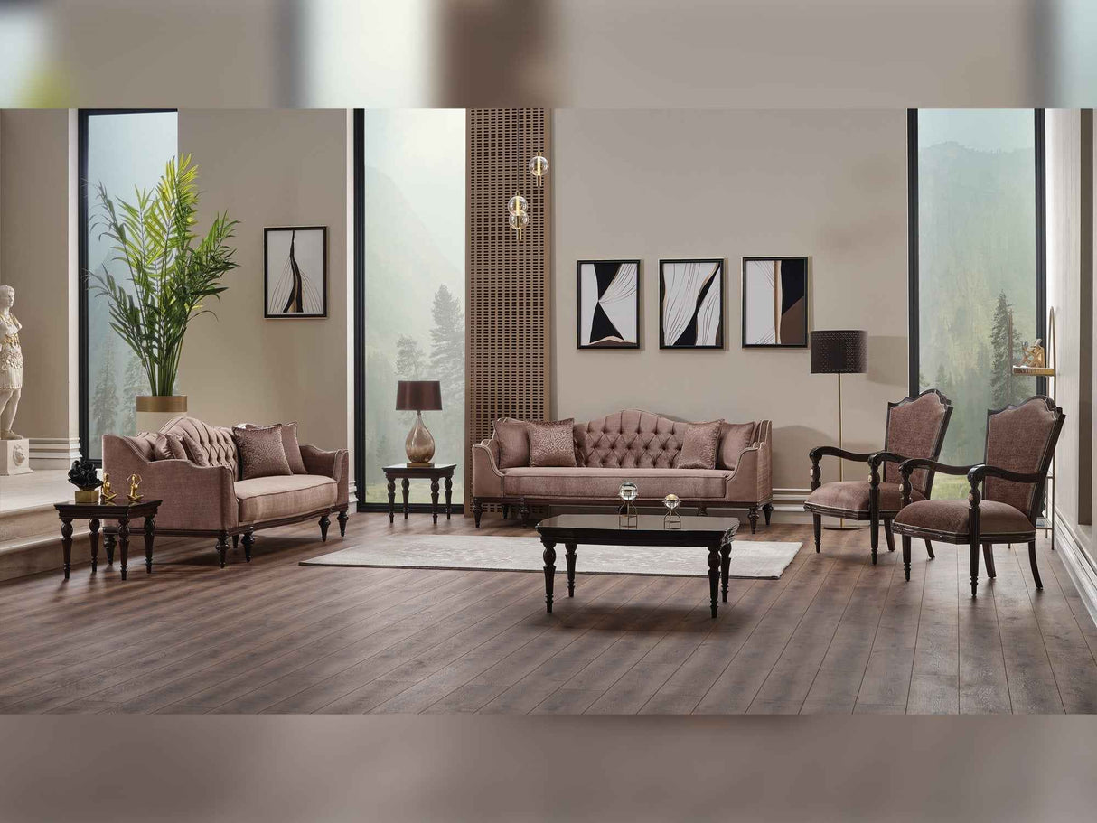 Zumrut 3-pieces (Sofa & Loveseat & Chair) Livingroom Set in Light Brown by Furnia at Eve Furniture