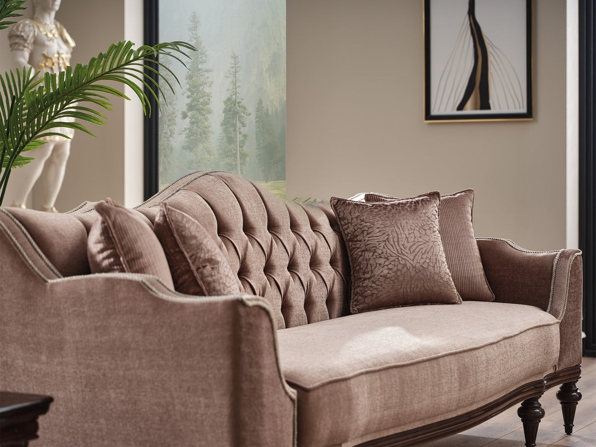 Zumrut 3-pieces (Sofa & Loveseat & Chair) Livingroom Set in Light Brown by Furnia at Eve Furniture