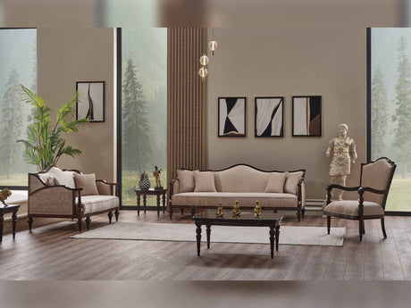 Zumrut Beige Lux 3-pieces (Sofa & Loveseat & Chair) Living Room Set by Furnia at Eve Furniture