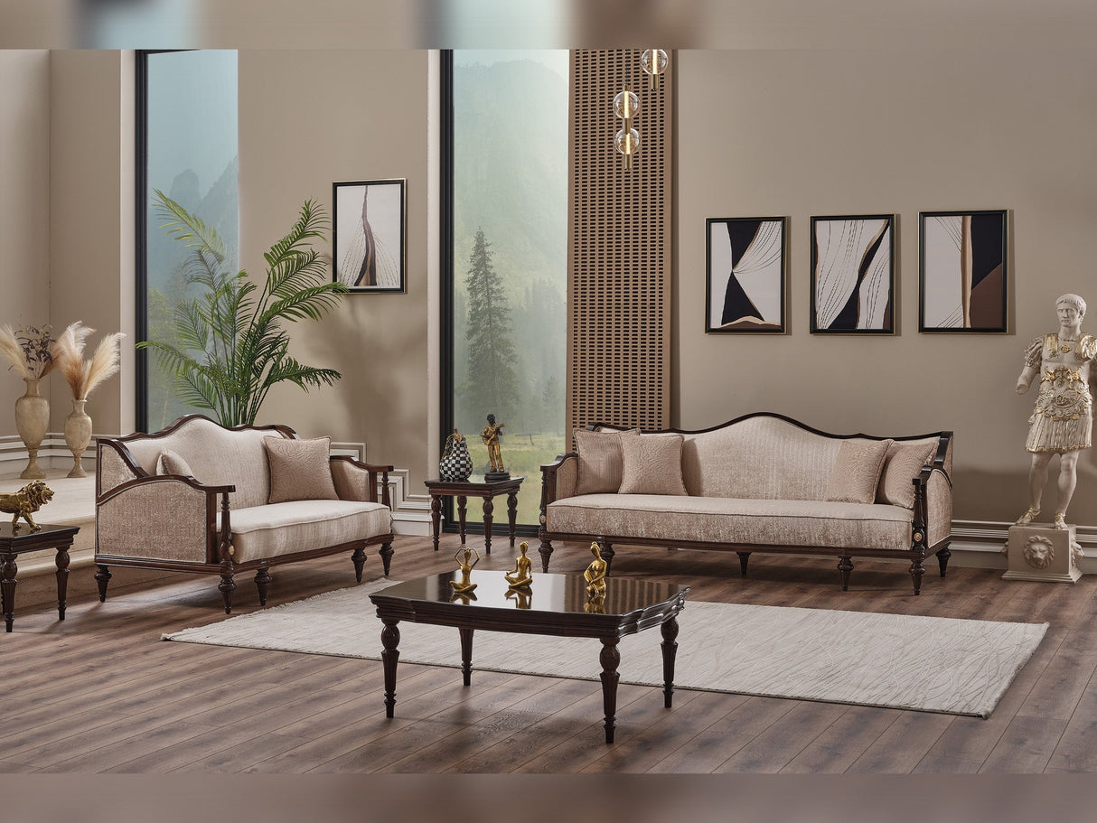 Zumrut Beige Lux Stationary Loveseat by Furnia at Eve Furniture