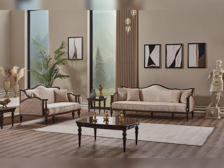 Zumrut Beige Lux Stationary Loveseat by Furnia at Eve Furniture