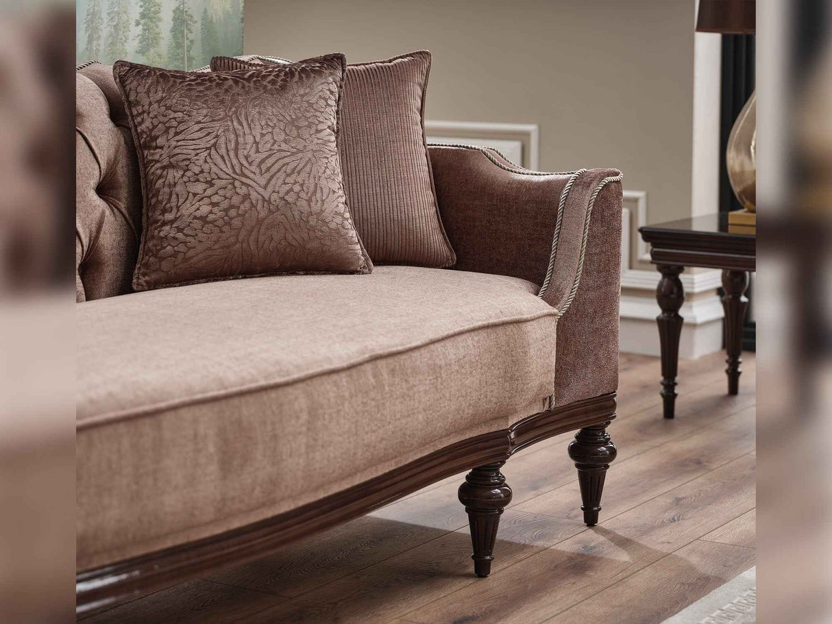 Zumrut Brown Stationary Sofa by Furnia at Eve Furniture