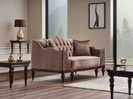 Zumrut Light Brown Stationary Loveseat by Furnia at Eve Furniture