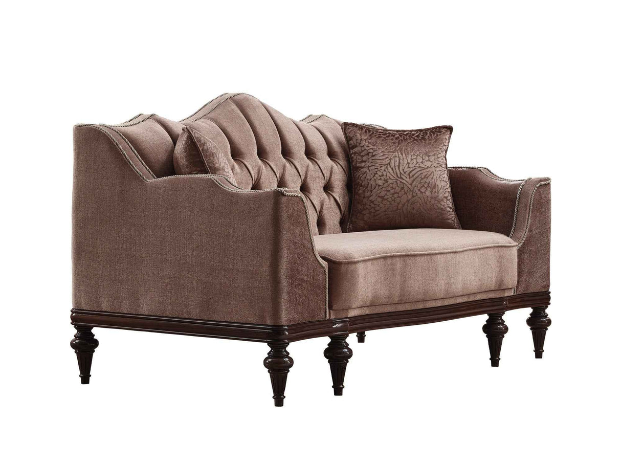 Zumrut Light Brown Stationary Loveseat by Furnia at Eve Furniture