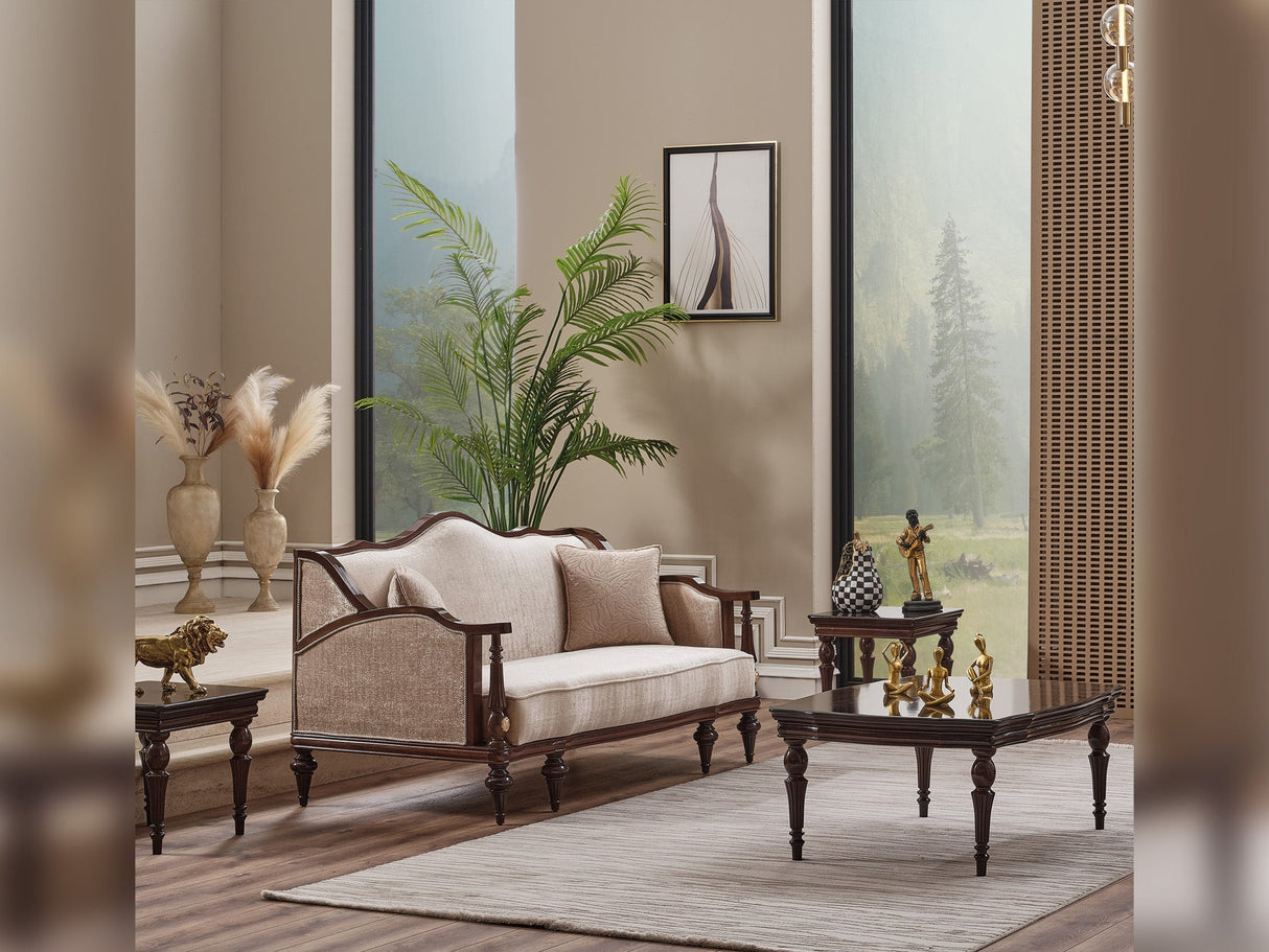 Zumrut Lux 3-pieces (Sofa & Loveseat & Chair) Livingroom Set in Beige by Furnia at Eve Furniture
