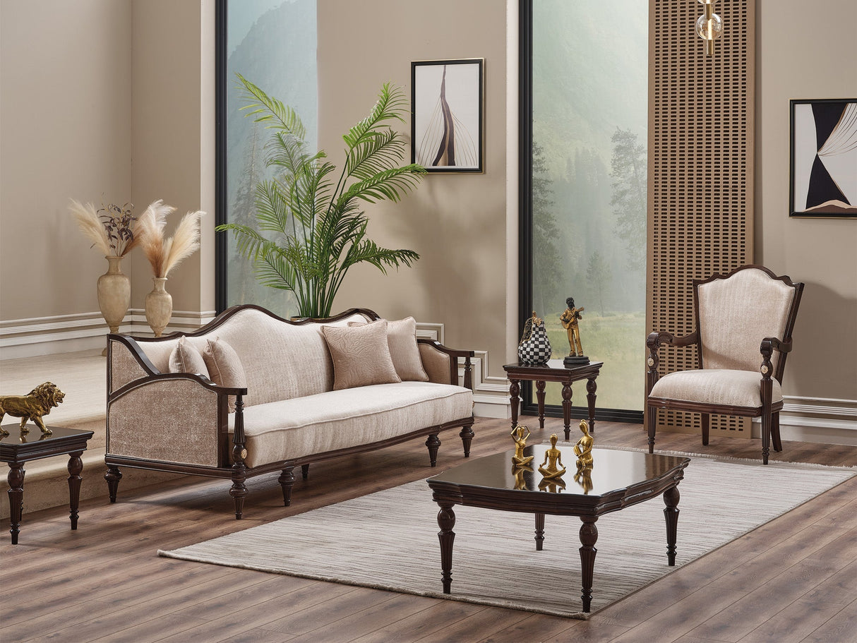 Zumrut Lux 3-pieces (Sofa & Loveseat & Chair) Livingroom Set in Beige by Furnia at Eve Furniture