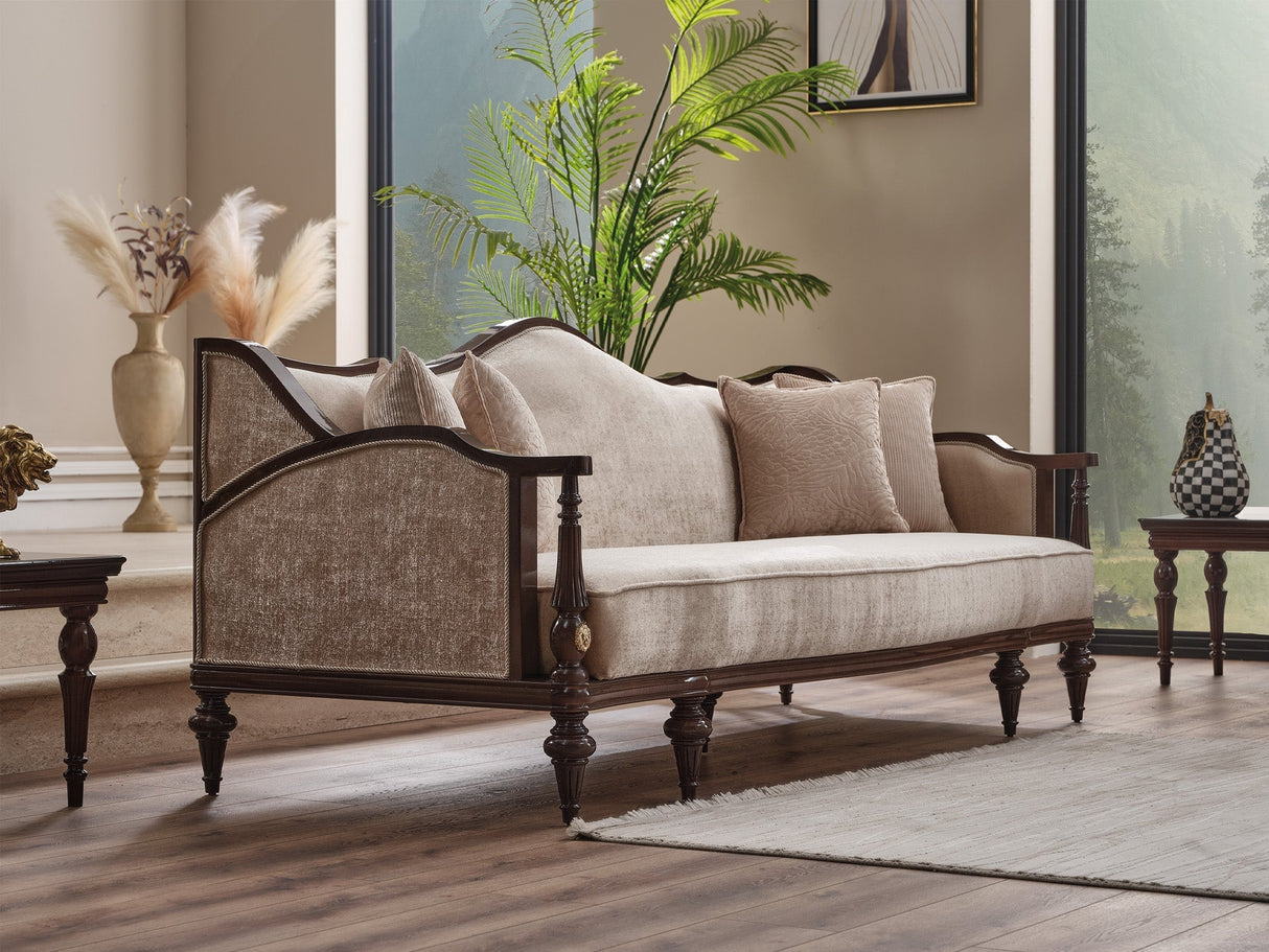 Zumrut Lux Beige Stationary Sofa by Furnia at Eve Furniture
