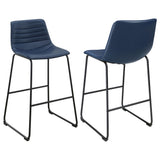 Zuni Faux Leather Upholstered Bar Stool Blue (Set of 2)