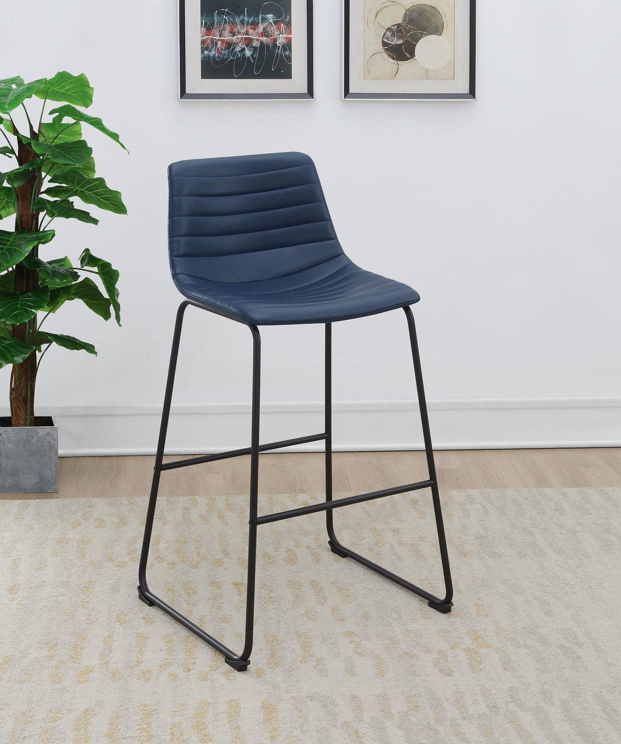 Zuni Faux Leather Upholstered Bar Stool Blue (Set of 2)