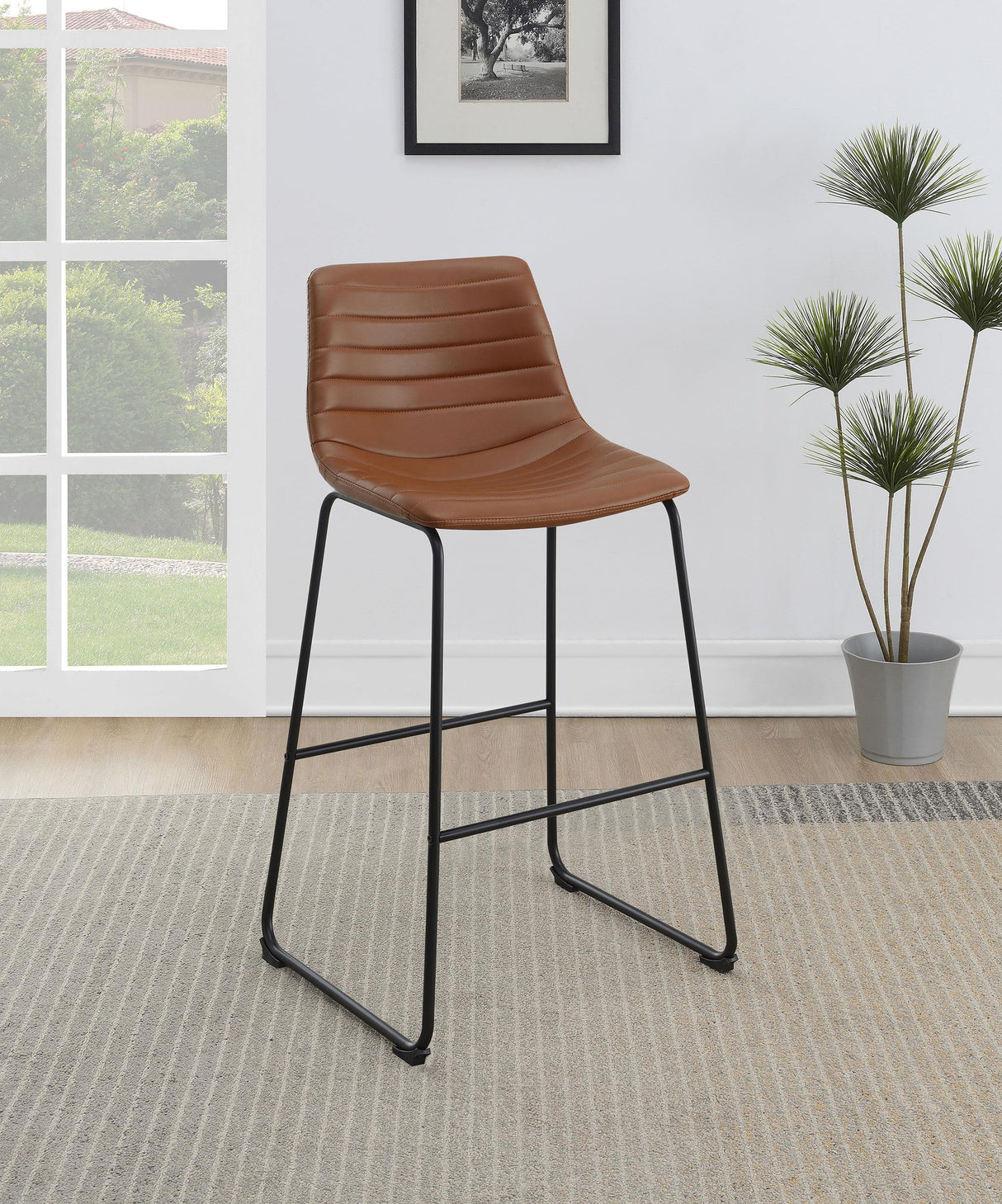 Zuni Faux Leather Upholstered Bar Stool Saddle (Set of 2)