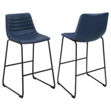 Zuni Faux Leather Upholstered Counter Stool Blue (Set of 2)