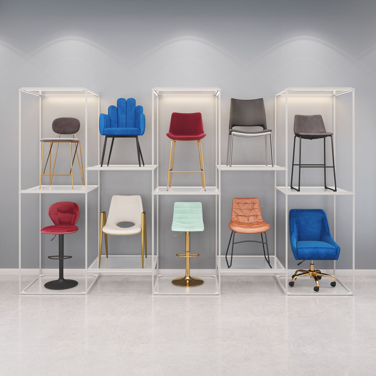 Zuo Light Gray Chair Display by Zuomod at Eve Furniture