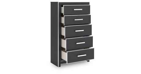Zuraleus Black Chest of Drawers by Ashley at Eve Furniture