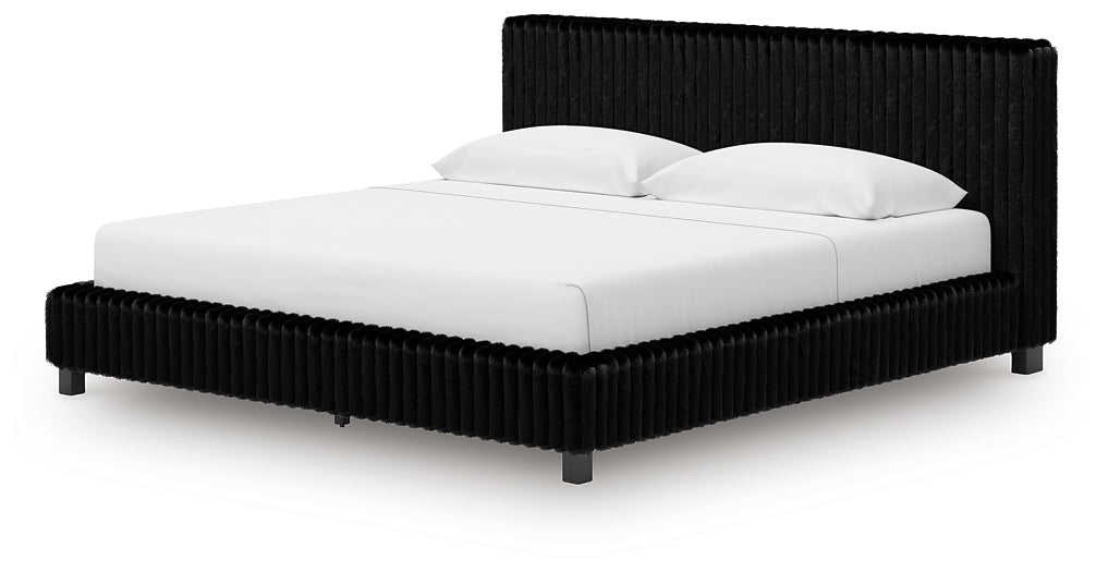 Zuraleus Black King Upholstered Bed by Ashley at Eve Furniture