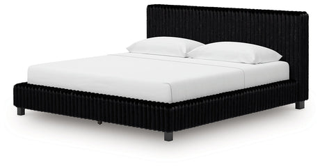 Zuraleus Black King Upholstered Bed by Ashley at Eve Furniture