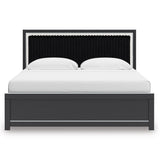 Zuraleus Black King Upholstered Panel Bed by Ashley at Eve Furniture
