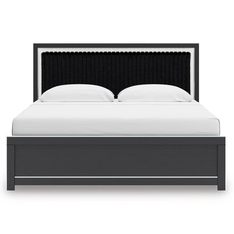 Zuraleus Black King Upholstered Panel Bed by Ashley at Eve Furniture