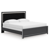 Zuraleus Black King Upholstered Panel Bed by Ashley at Eve Furniture