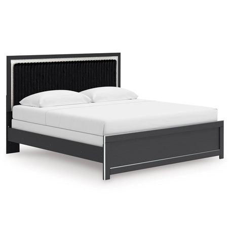 Zuraleus Black King Upholstered Panel Bed by Ashley at Eve Furniture