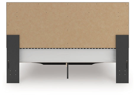 Zuraleus Black King Upholstered Panel Storage Bed by Ashley at Eve Furniture