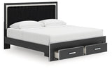 Zuraleus Black King Upholstered Panel Storage Bed by Ashley at Eve Furniture